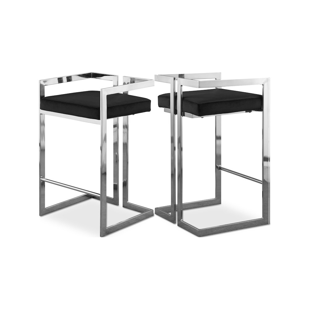 Ezra Black Velvet Stool, Set of 2. Picture 1