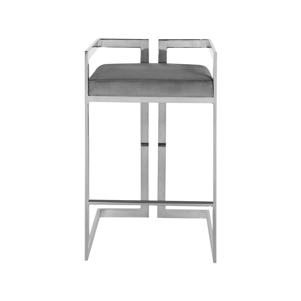 Ezra Grey Velvet Stool, Set of 2. Picture 3