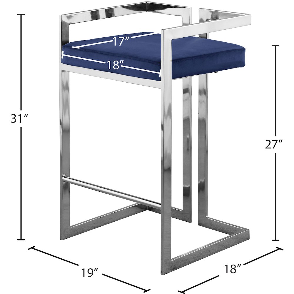 Ezra Navy Velvet Stool, Set of 2. Picture 5