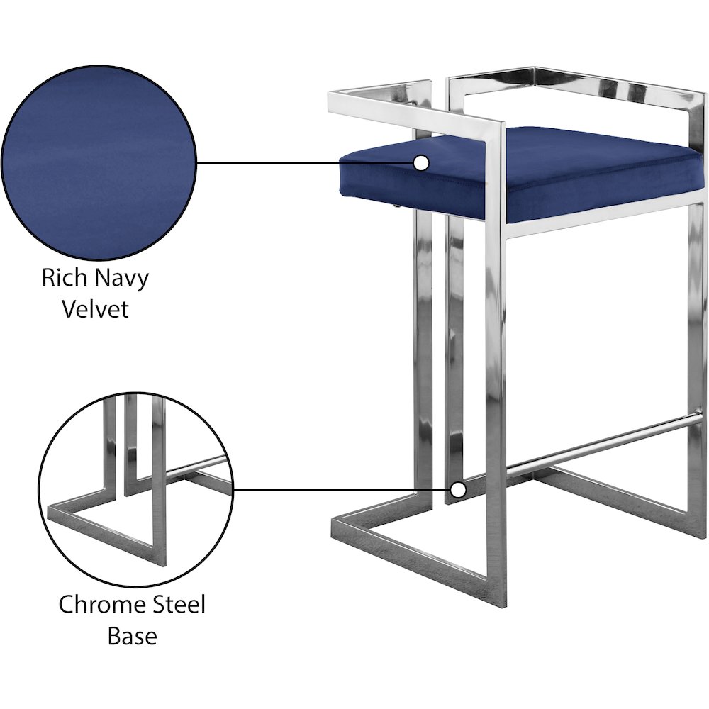 Ezra Navy Velvet Stool, Set of 2. Picture 6