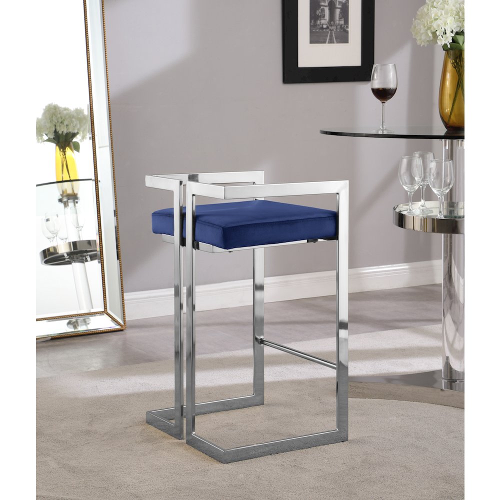 Ezra Navy Velvet Stool, Set of 2. Picture 4