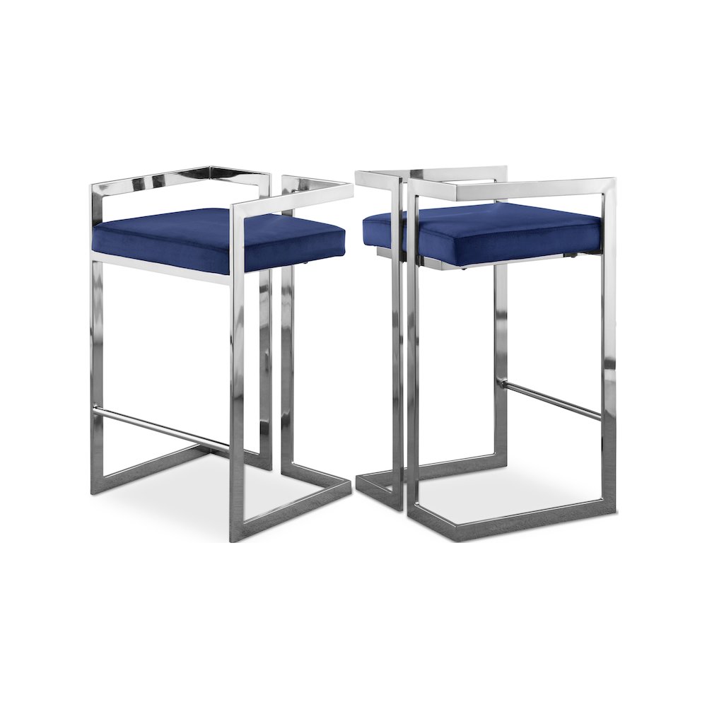 Ezra Navy Velvet Stool, Set of 2. Picture 1