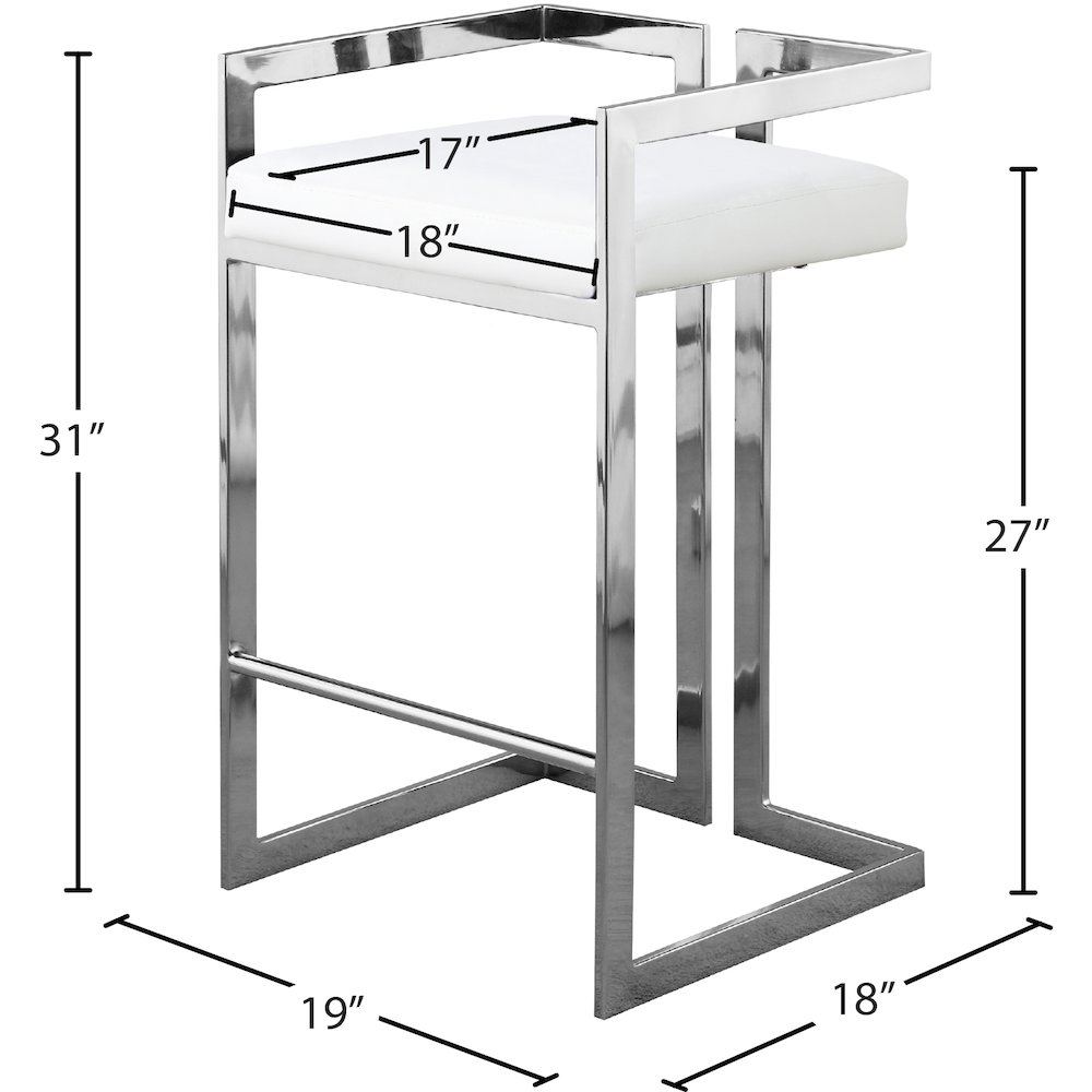 Ezra White Vegan Leather Stool, Set of 2. Picture 5