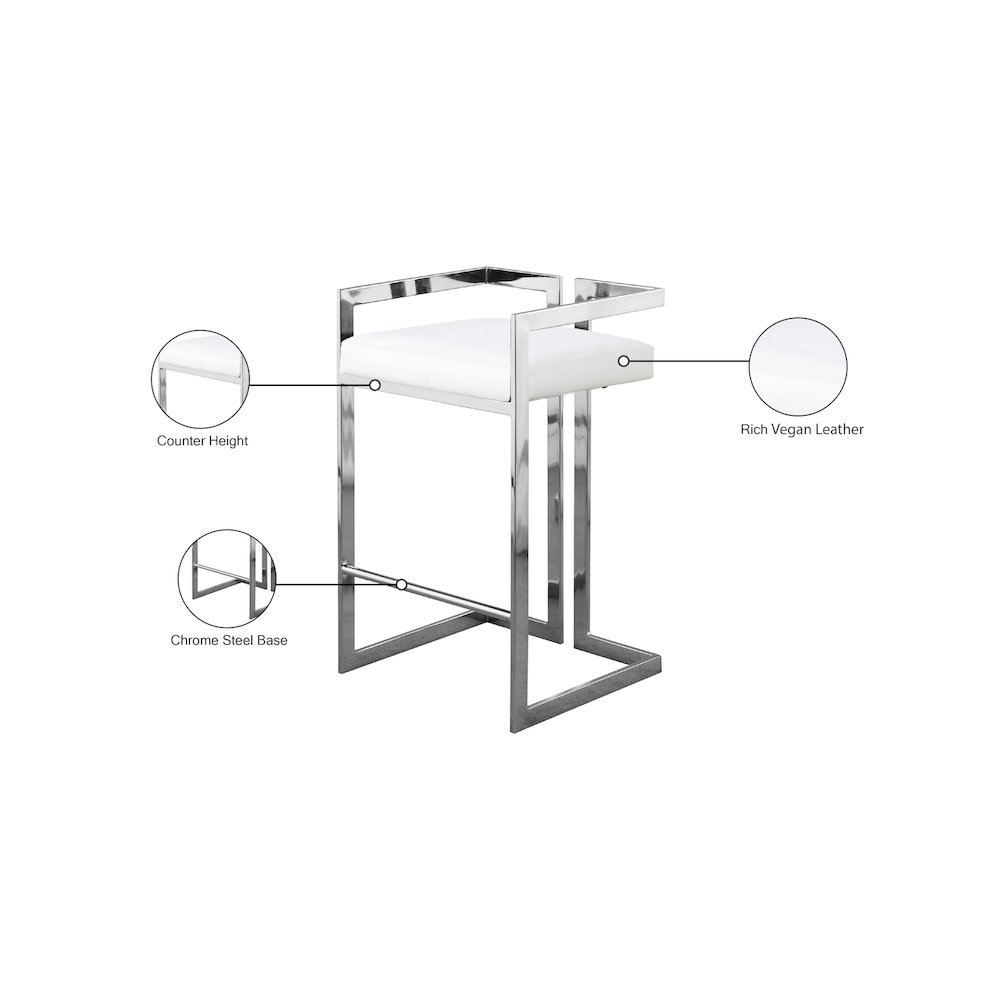 Ezra White Vegan Leather Stool, Set of 2. Picture 6