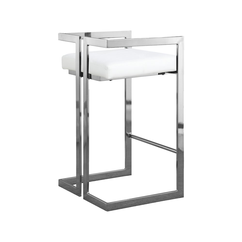 Ezra White Vegan Leather Stool, Set of 2. Picture 2