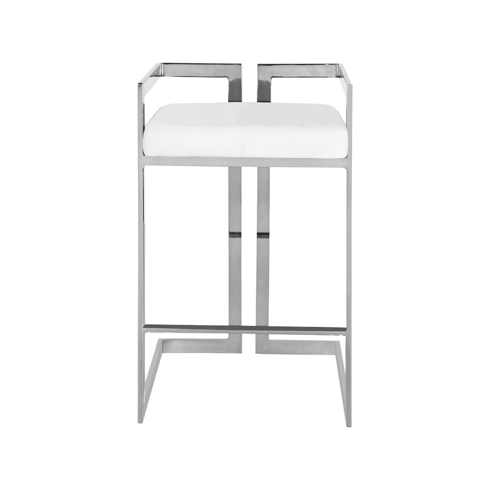 Ezra White Vegan Leather Stool, Set of 2. Picture 3