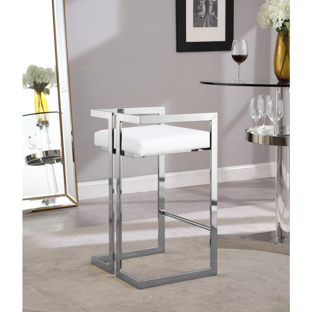 Ezra White Vegan Leather Stool, Set of 2. Picture 4
