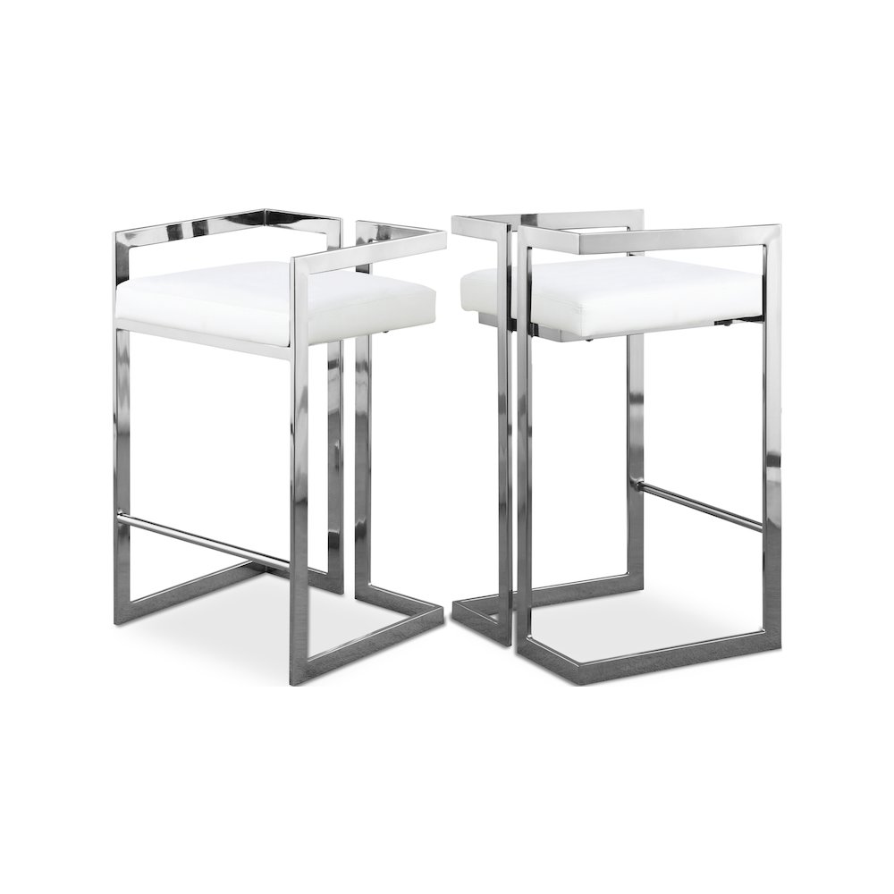 Ezra White Vegan Leather Stool, Set of 2. Picture 1
