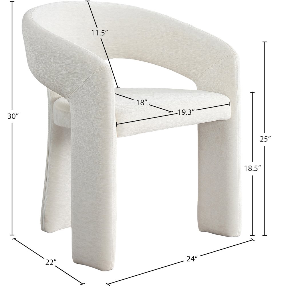 Rendition Cream Plush Fabric Dining Chair Set of 2. Picture 7