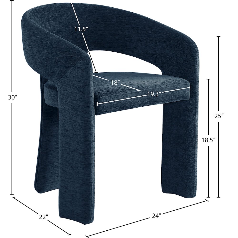Rendition Navy Plush Fabric Dining Chair, Set of 2. Picture 7