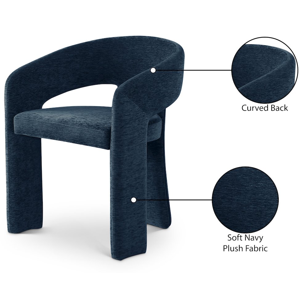 Rendition Navy Plush Fabric Dining Chair, Set of 2. Picture 8