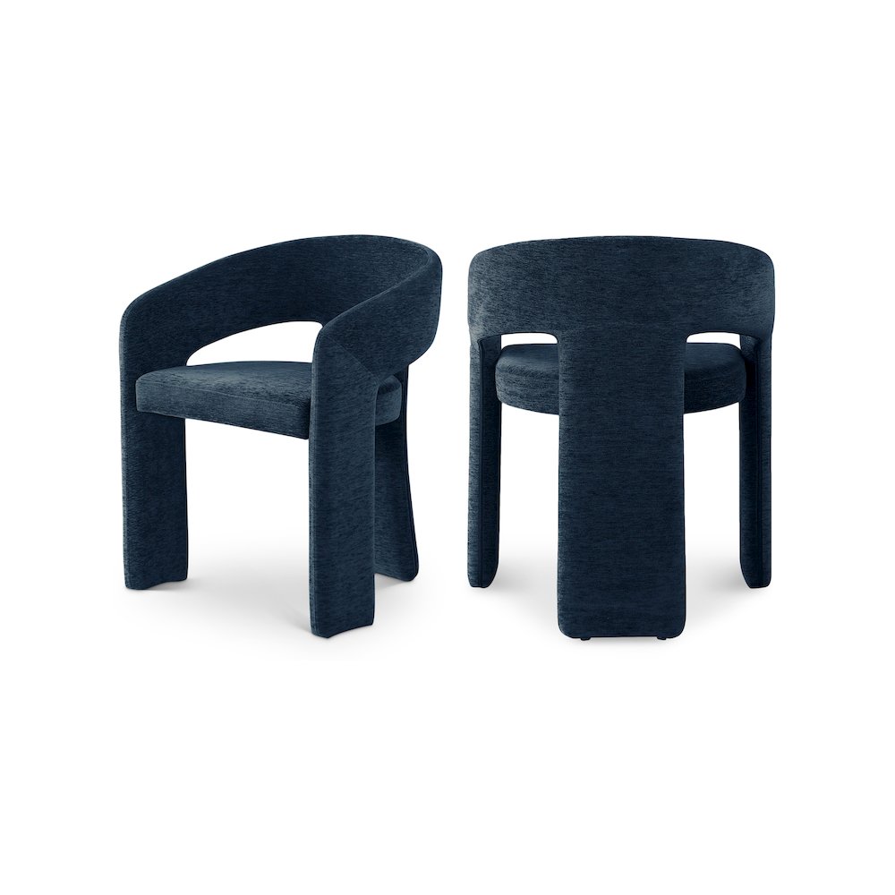 Rendition Navy Plush Fabric Dining Chair, Set of 2. Picture 1