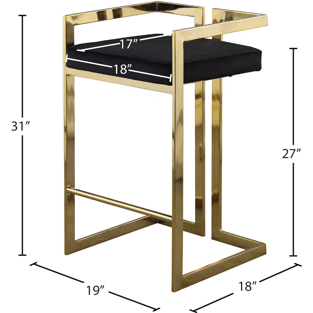 Ezra Black Velvet Stool, Set of 2. Picture 5