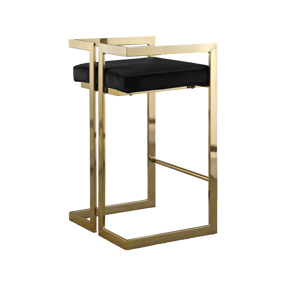 Ezra Black Velvet Stool, Set of 2. Picture 2
