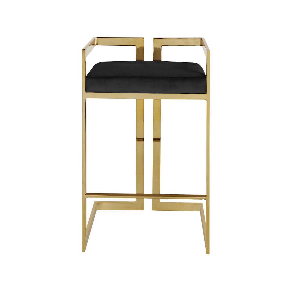 Ezra Black Velvet Stool, Set of 2. Picture 3