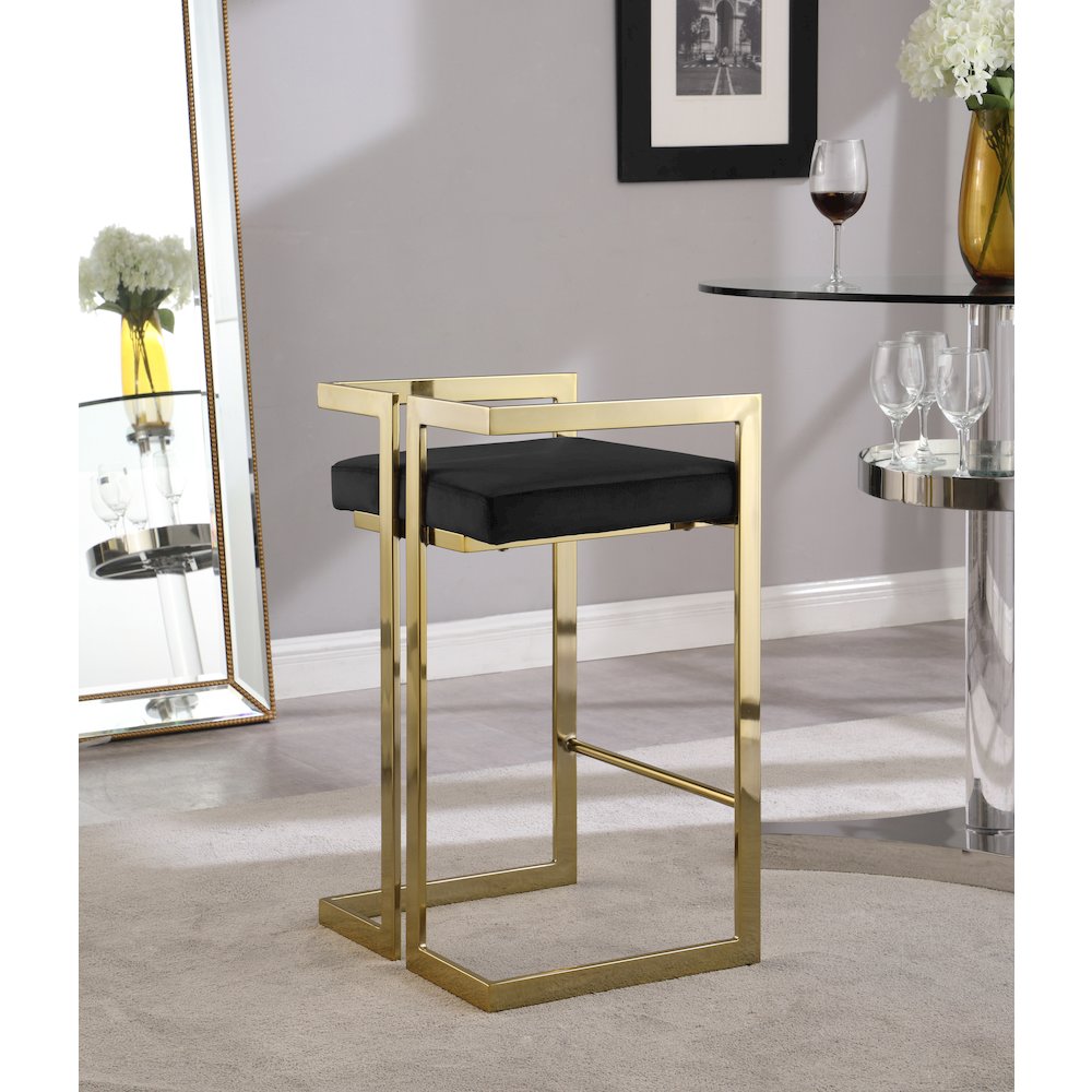 Ezra Black Velvet Stool, Set of 2. Picture 4