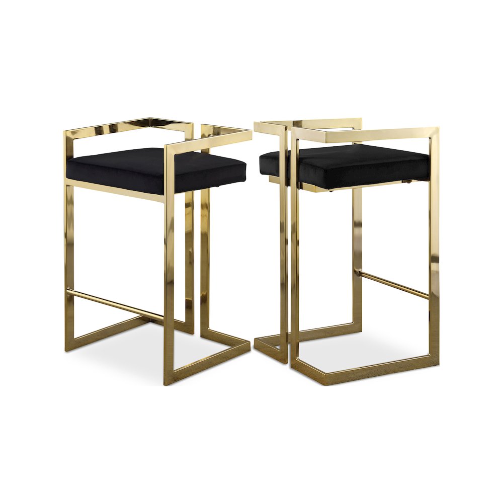 Ezra Black Velvet Stool, Set of 2. Picture 1