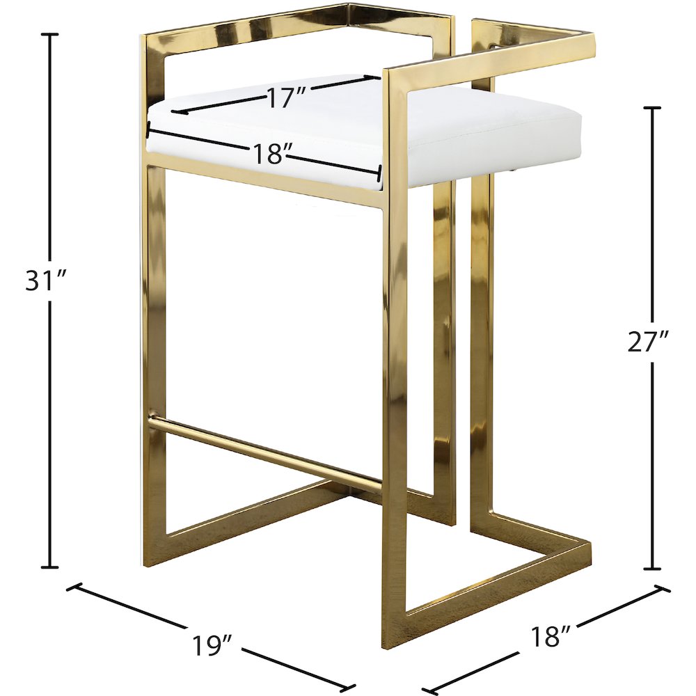 Ezra White Vegan Leather Stool, Set of 2. Picture 5