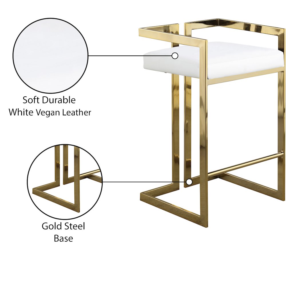 Ezra White Vegan Leather Stool, Set of 2. Picture 6