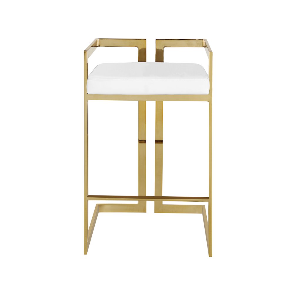 Ezra White Vegan Leather Stool, Set of 2. Picture 3