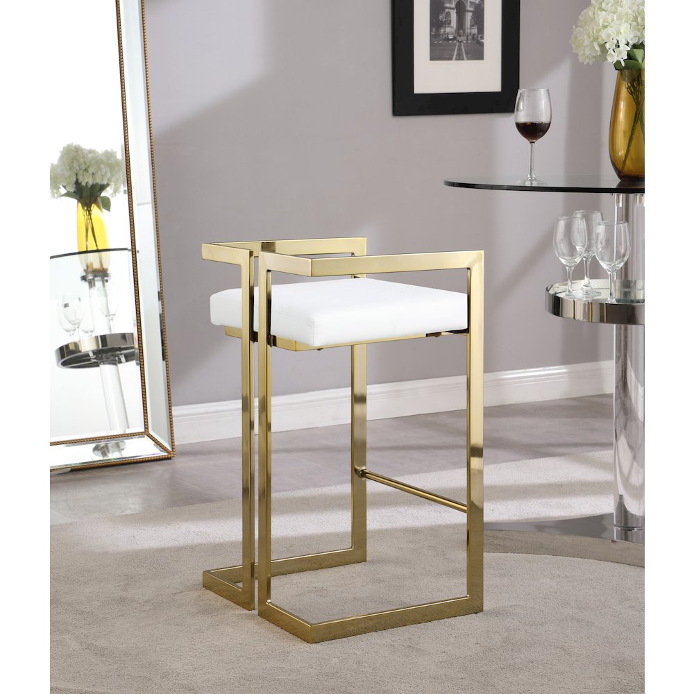 Ezra White Vegan Leather Stool, Set of 2. Picture 4