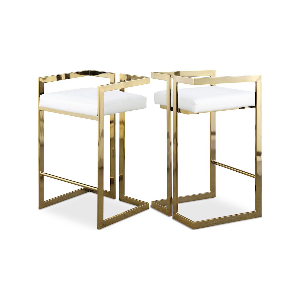 Ezra White Vegan Leather Stool, Set of 2. Picture 1