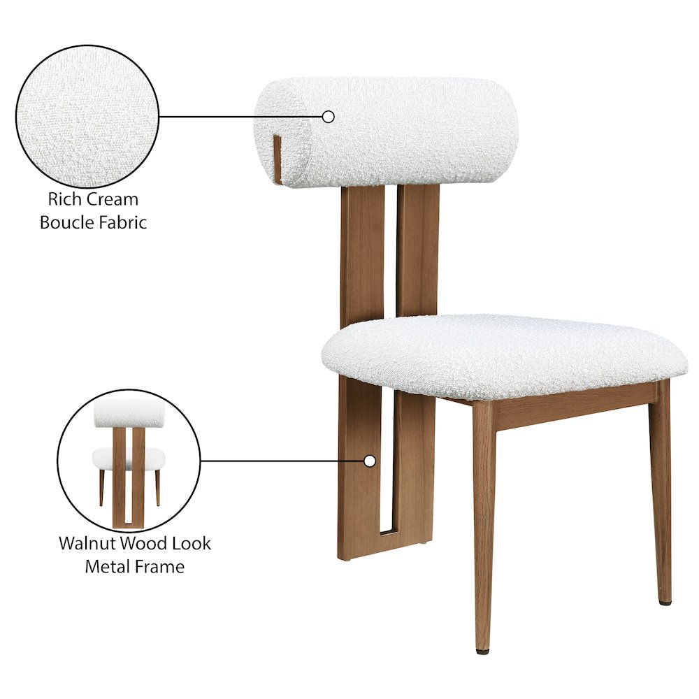 Dario Cream Boucle Fabric Dining Chair, Set of 2. Picture 8