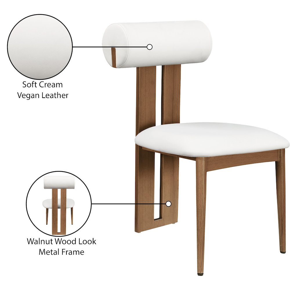 Dario Cream Vegan Leather Dining Chair, Set of 2. Picture 8