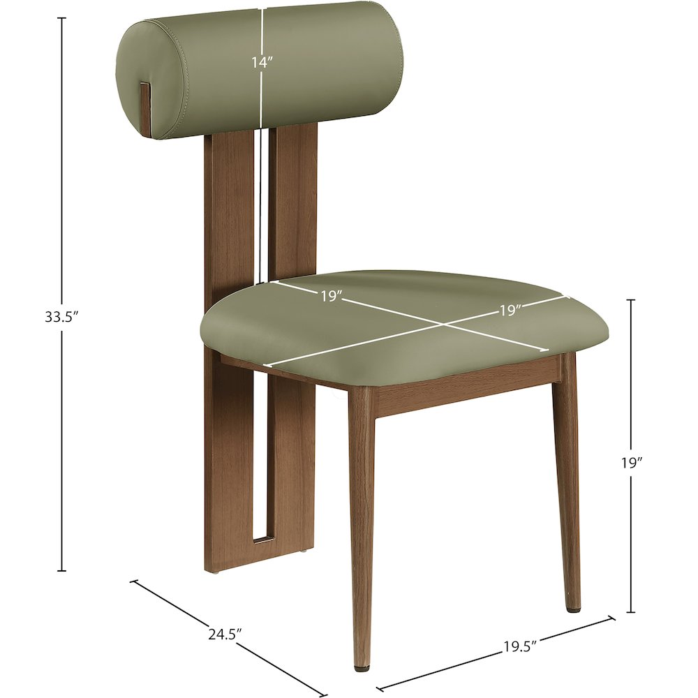 Dario Green Vegan Leather Dining Chair, Set of 2. Picture 6