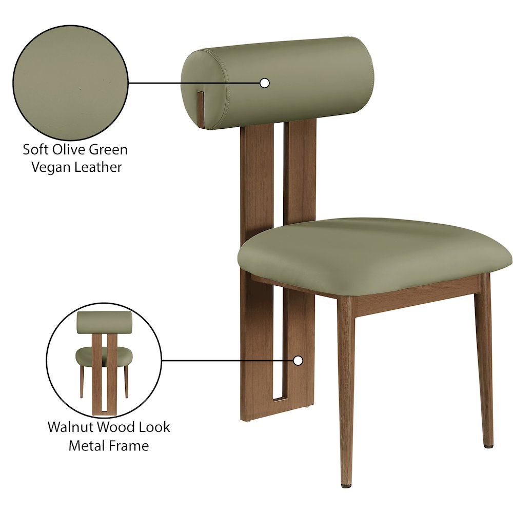 Dario Green Vegan Leather Dining Chair, Set of 2. Picture 7