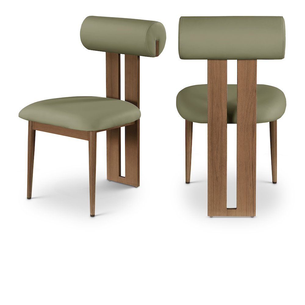 Dario Green Vegan Leather Dining Chair, Set of 2. Picture 1
