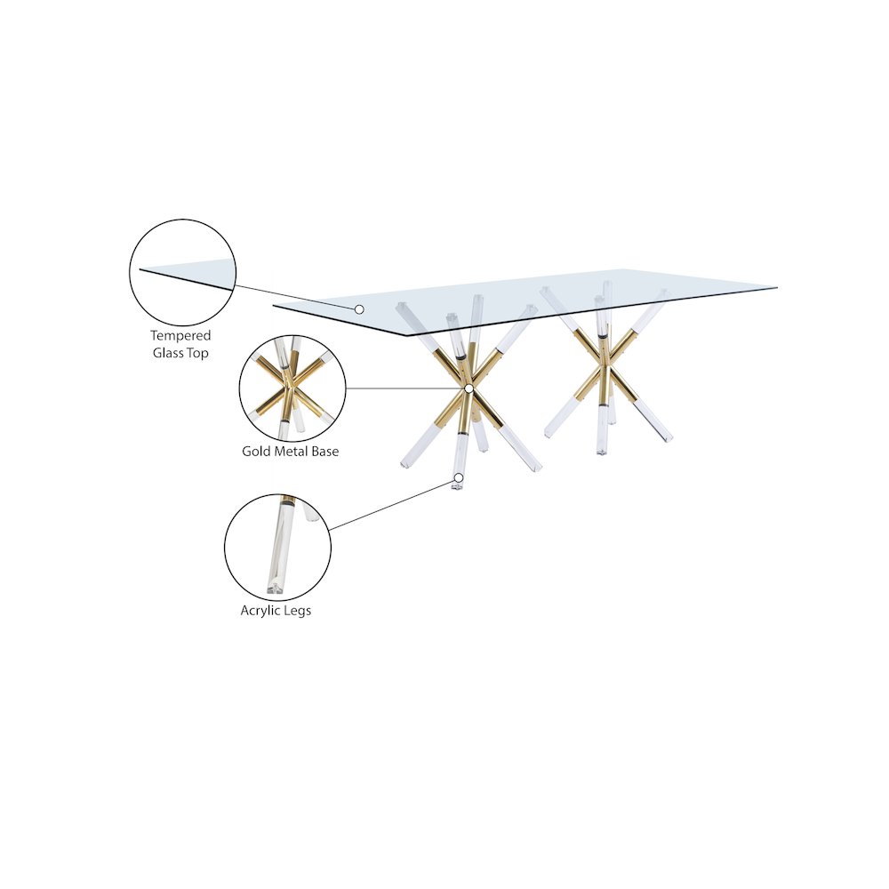 Mercury Acrylic/Gold Dining Table. Picture 5