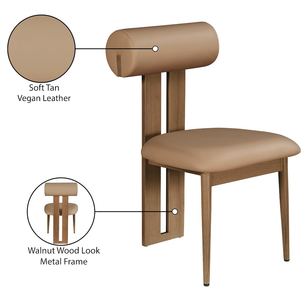Dario Tan Vegan Leather Dining Chair, Set of 2. Picture 8