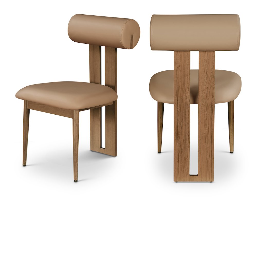 Dario Tan Vegan Leather Dining Chair, Set of 2. Picture 1