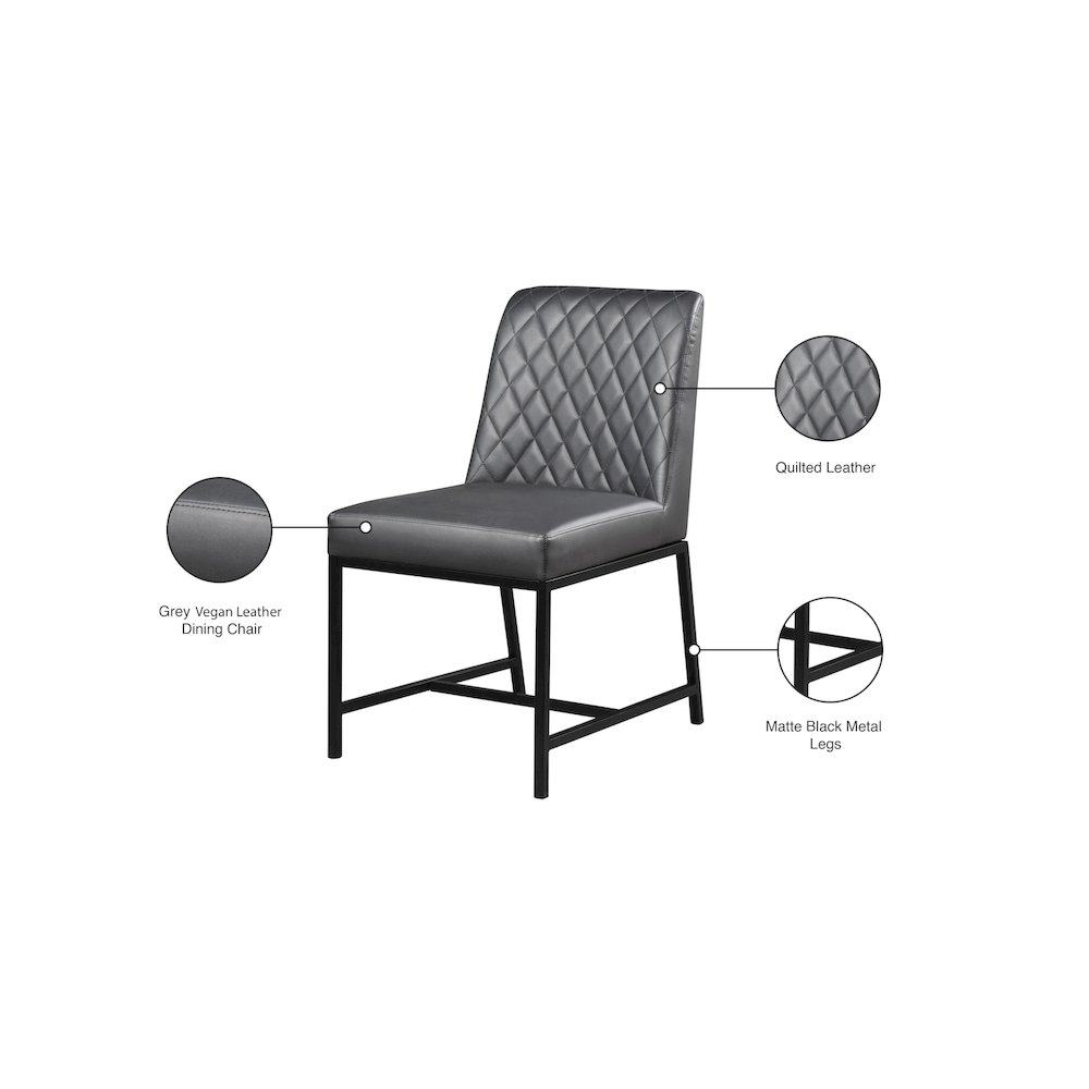 Bryce Grey Vegan Leather Dining Chair, Set of 2. Picture 9
