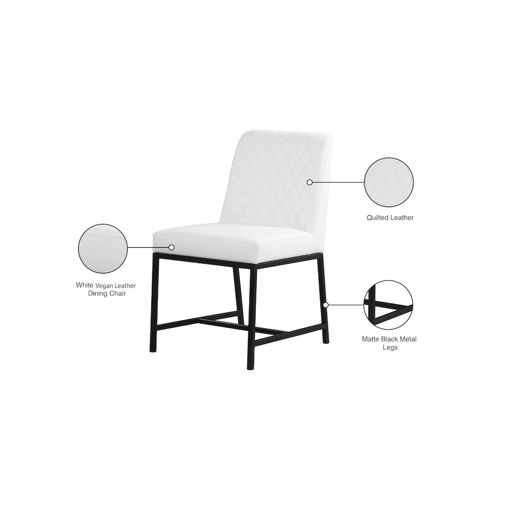 Bryce White Vegan Leather Dining Chair, Set of 2. Picture 9
