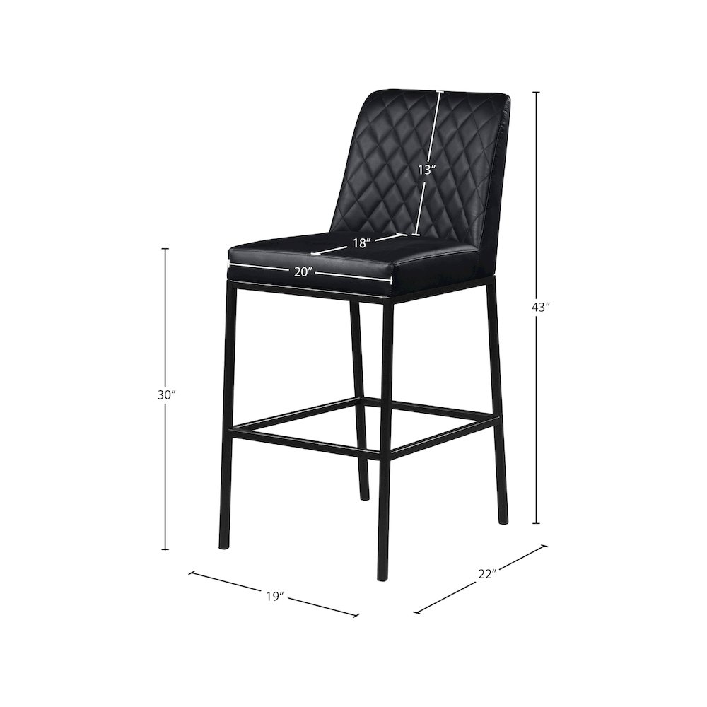 Bryce Black Vegan Leather Stool, Set of 2. Picture 6