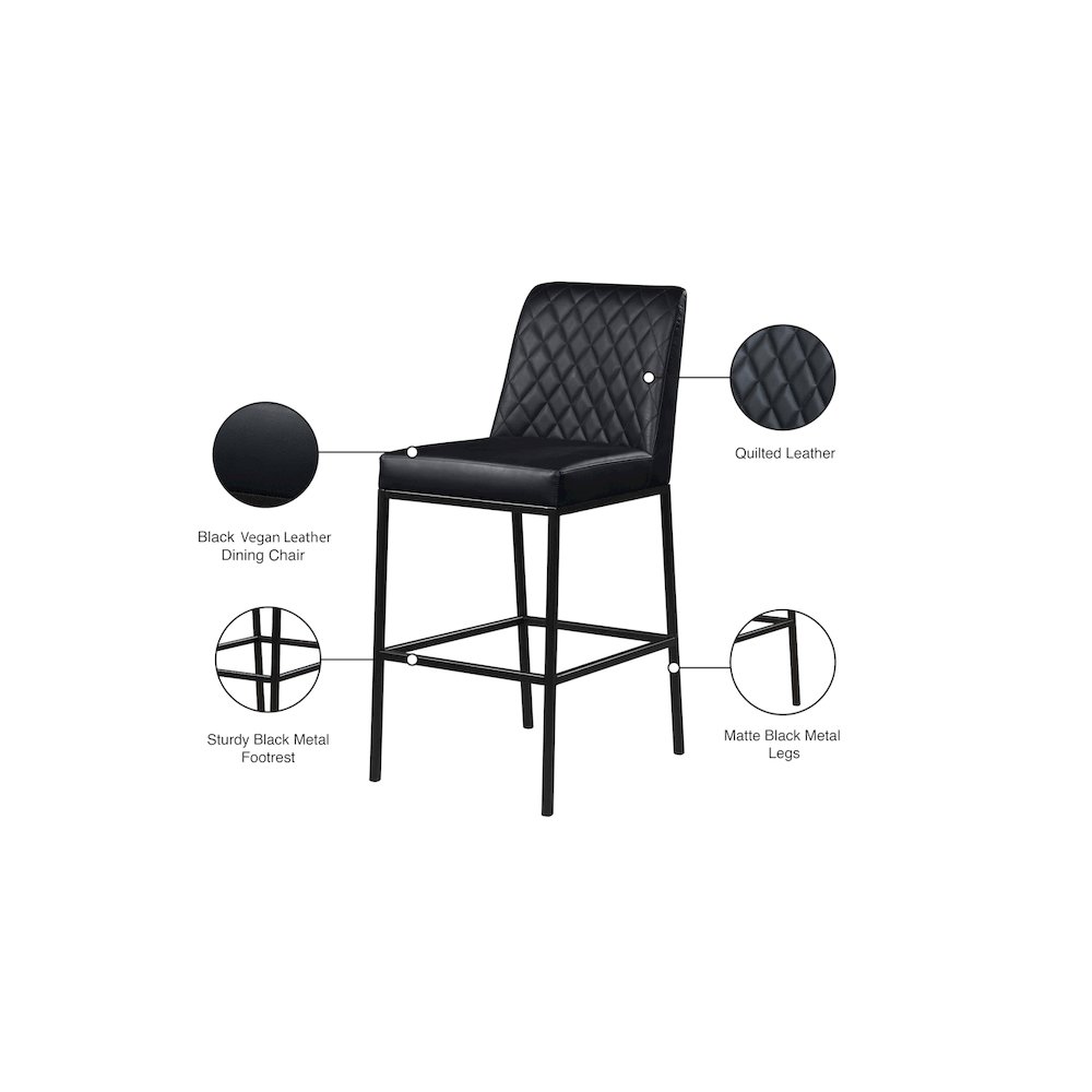 Bryce Black Vegan Leather Stool, Set of 2. Picture 7