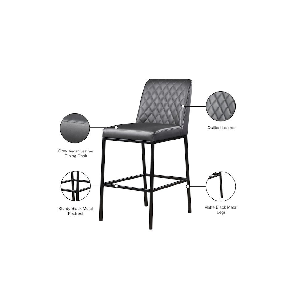 Bryce Grey Vegan Leather Stool, Set of 2. Picture 7