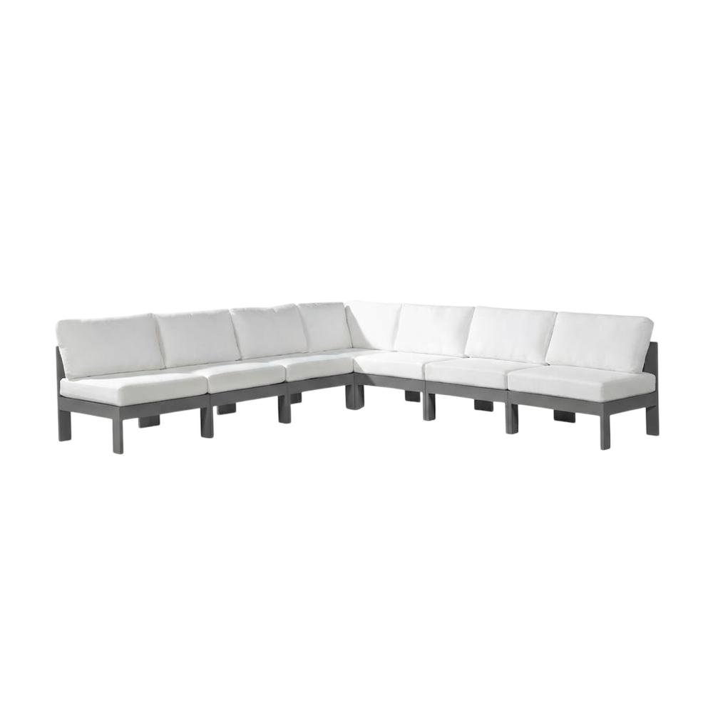 White Fabric Outdoor Patio Modular Sectional For Contemporary Style Comfort. Picture 1