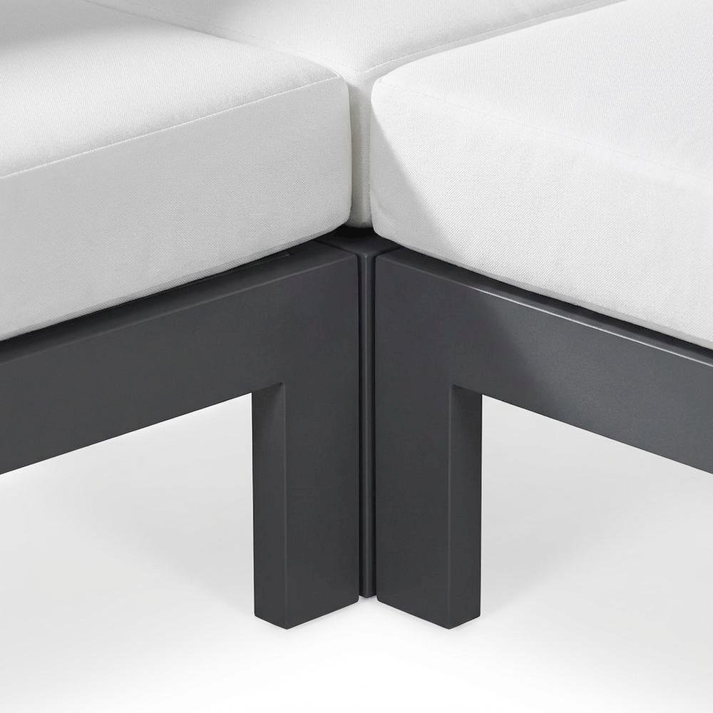 White Fabric Outdoor Patio Modular Sectional For Contemporary Lounge Comfort. Picture 6