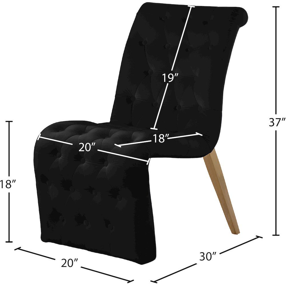 Curve Black Velvet Dining Chair, Set of 2. Picture 6