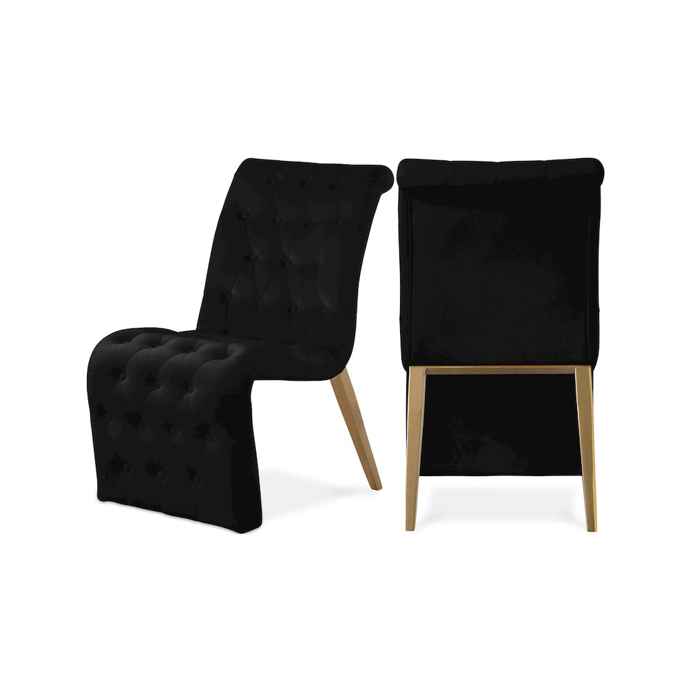 Curve Black Velvet Dining Chair, Set of 2. Picture 1