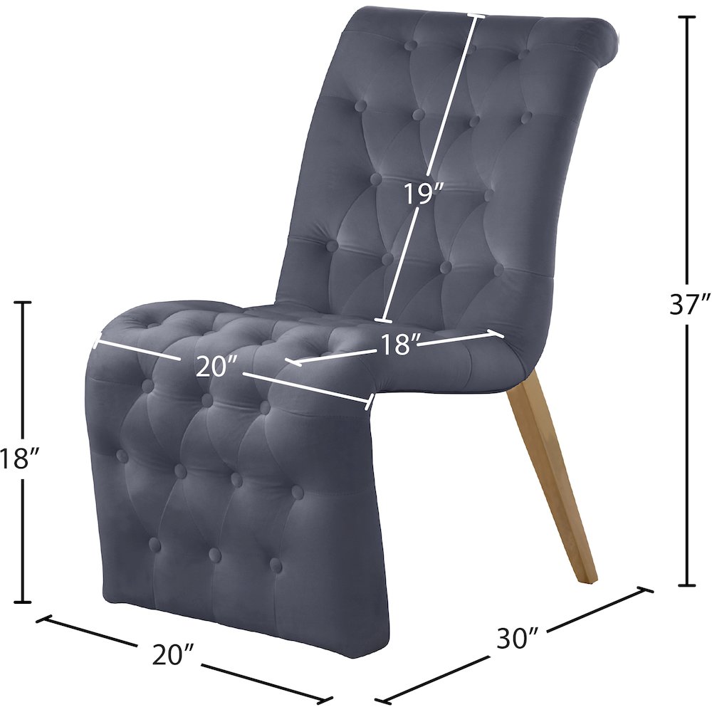 Curve Grey Velvet Dining Chair, Set of 2. Picture 6