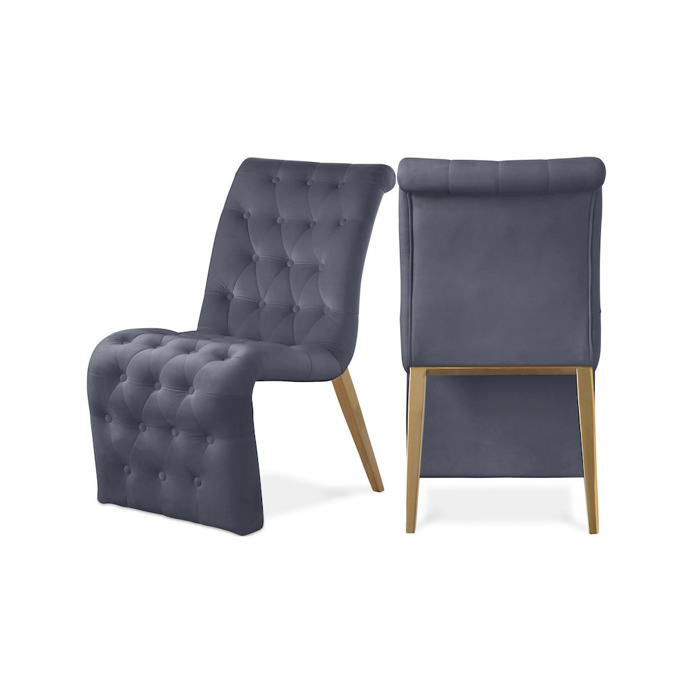 Curve Grey Velvet Dining Chair, Set of 2. Picture 1