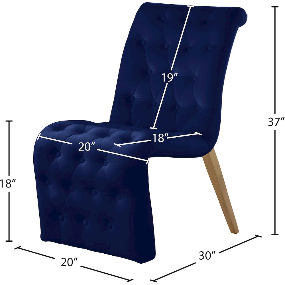 Curve Navy Velvet Dining Chair, Set of 2. Picture 6