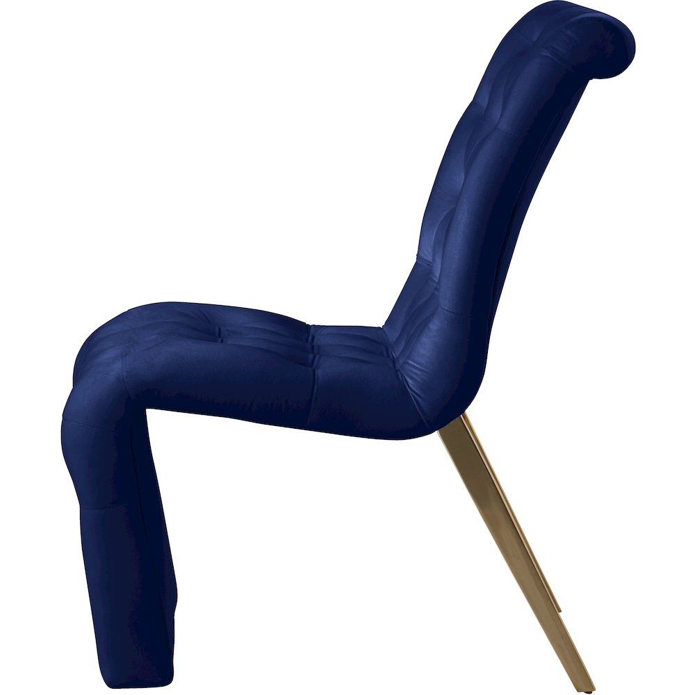 Curve Navy Velvet Dining Chair, Set of 2. Picture 3