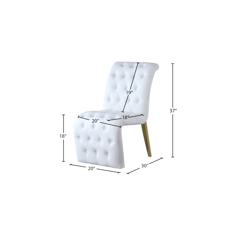 Curve White Vegan Leather Dining Chair, Set of 2. Picture 5