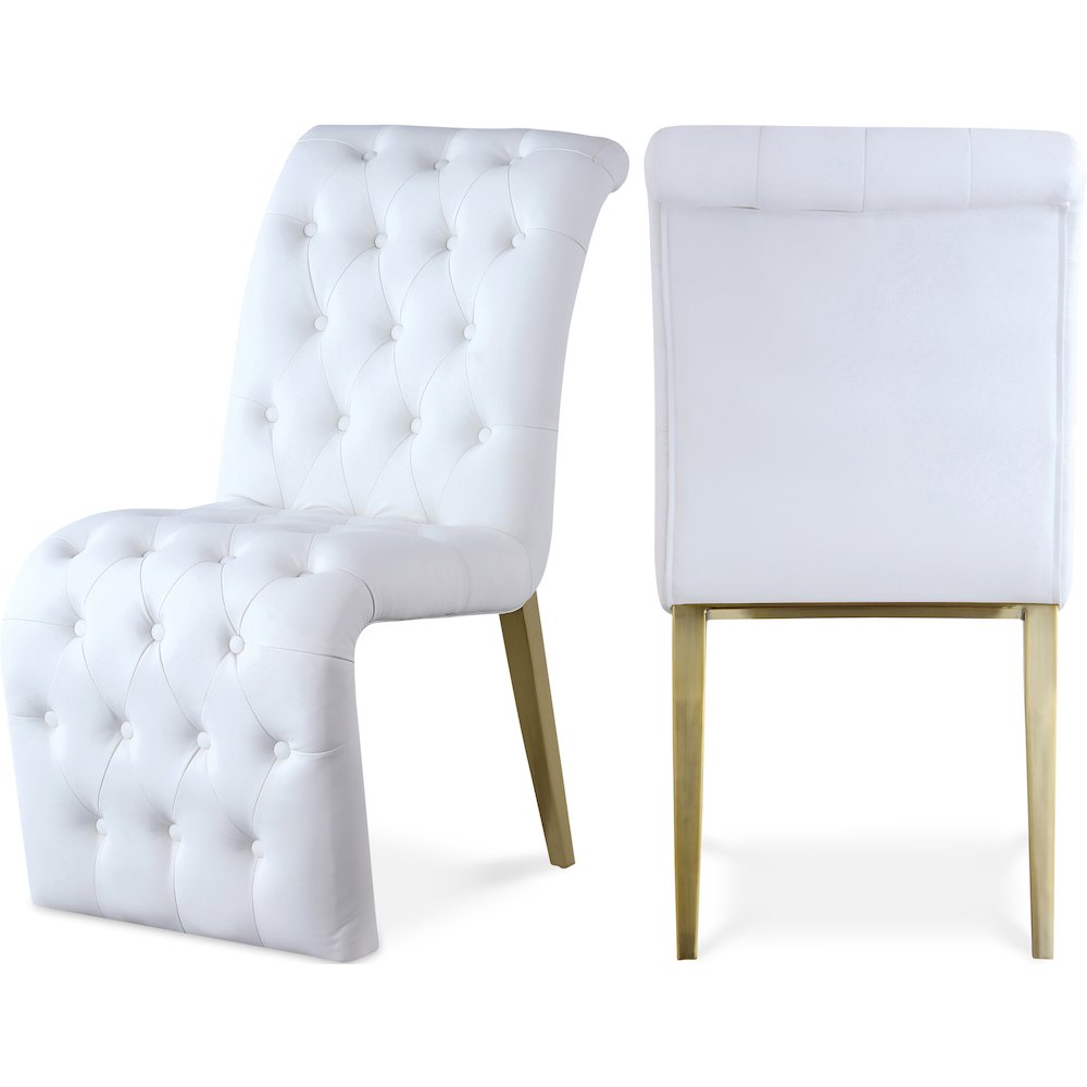 Curve White Vegan Leather Dining Chair, Set of 2. Picture 1