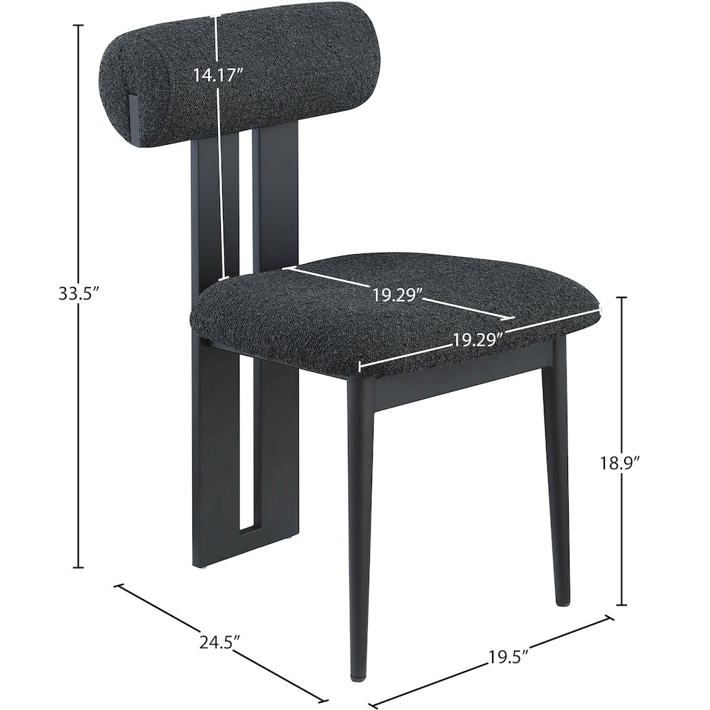 Dario Black Boucle Fabric Dining Chair, Set of 2. Picture 7